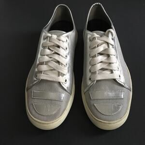 Alejandro Ingelmo Metallic Silver Textured Leather Sneakers 8